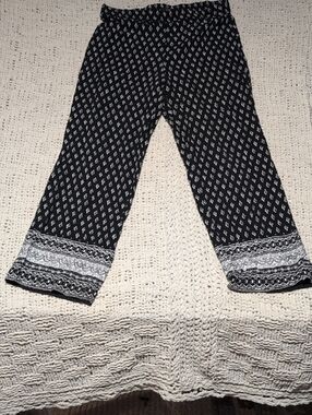 397 - Dalia- Black Printed Wide-Leg Women’s Flowy Pants